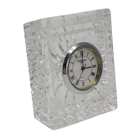 Waterford Crystal Small Rectangular Quartz Clock for Desk Table Signed Works 3” - Picture 3 of 5